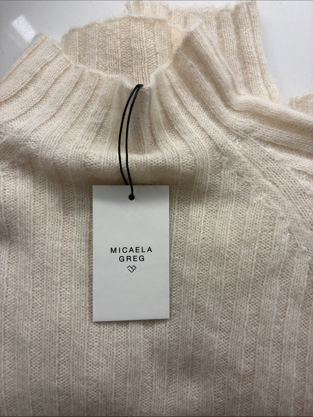 Micaela Greg Alpaca Ribbed Sweater in Cream